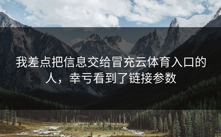 我差点把信息交给冒充云体育入口的人，幸亏看到了链接参数